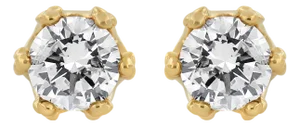 14K Yellow Gold 2.0 Cttw Round Diamond Crown Stud Earrings (I-J Color, I1-I2 Clarity)