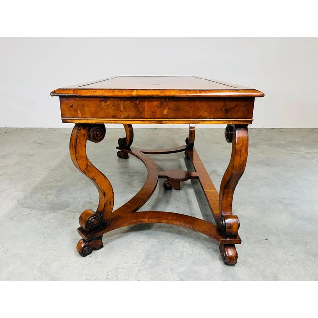 William & Mary 17th Century Style Scroll Leg Leather Top Library Table or Desk For Sale - Image 10 of 10