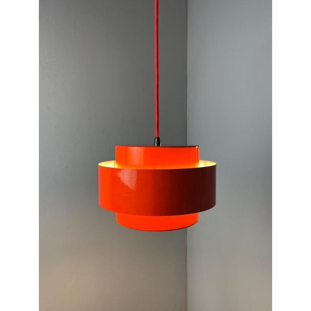 Juno Red Slatted Lamp by Jo Hammerborg for Fog & Mørup For Sale - Image 11 of 11