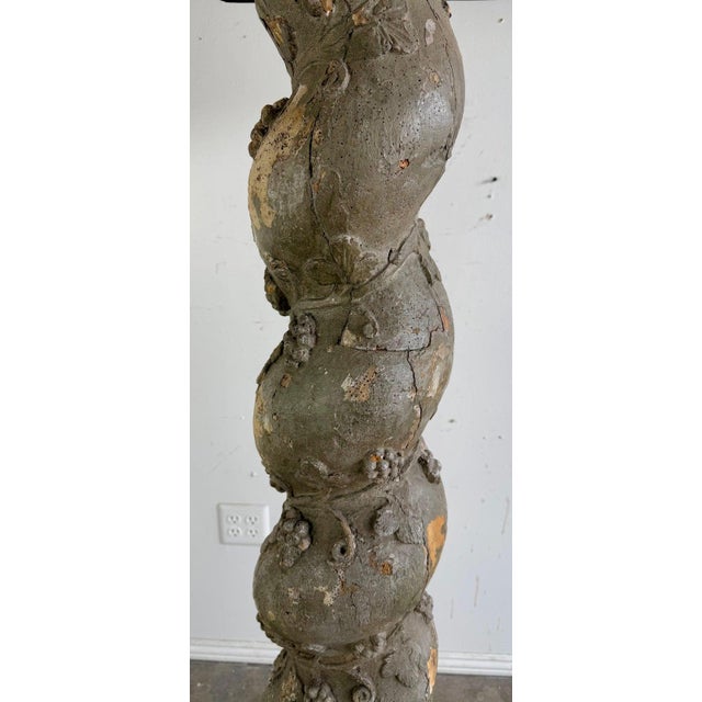 Baroque 19th Century Italian Baroque Floor Lamp With Distressed Wood Base For Sale - Image 3 of 13