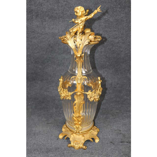 1990s 20th Century French Louis XV Rococo Style Ormolu Cherub and Cut Crystal Vase For Sale - Image 5 of 10