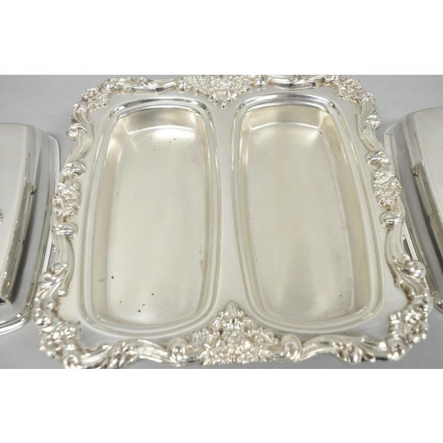 Vintage Poole Lancaster Rose Victorian Silver Plated Twin Double Butter Dish (B) For Sale - Image 12 of 15