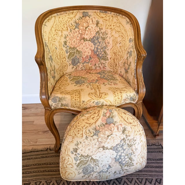 French Antique French Louies XV Bergere Accent Chair For Sale - Image 3 of 4