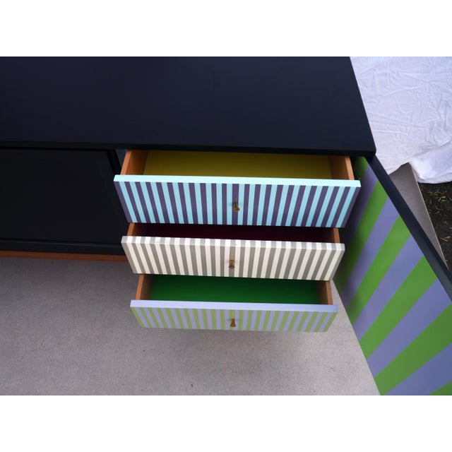 Black Sideboard with 3 Doors and 3 Drawers, 1980s For Sale - Image 6 of 11