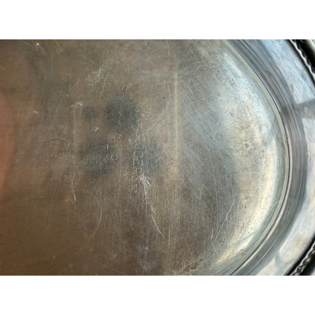 American Mid 20th Century Silver-Plated Oval Bread Tray With Gadroon Tight Rope Edge Detailing For Sale - Image 3 of 3