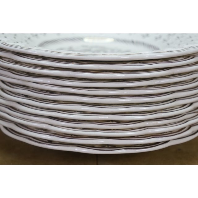 Wedgwood Vintage Wedgwood Etruria & Barlaston Scalloped Floral Dinner Serving Plates 9" - Set of 12 For Sale - Image 4 of 9