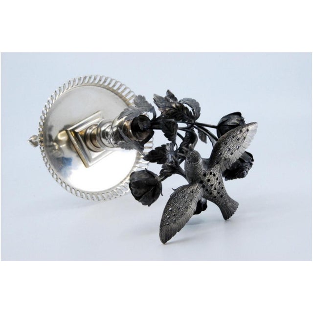 Metal Silver Toothpick Holder with Bird For Sale - Image 7 of 10