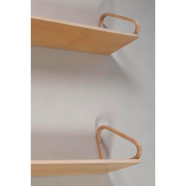 Tan Model 112B Shelves attributed to Alvar Aalto for Artek, 1960s, Set of 2 For Sale - Image 8 of 9