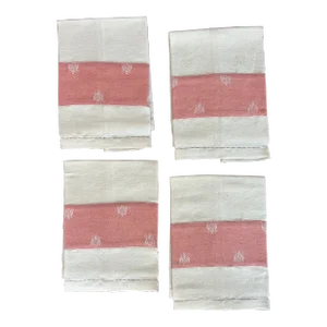 Guiliana Ricami Italian Linen Bee Pattern Hemstitch Large Napkins- Set of 4