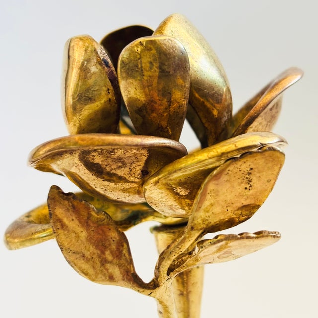 Vintage Brass Flower Bell For Sale - Image 9 of 12