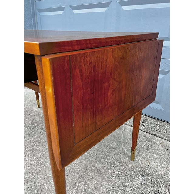 Mid Century Modern Extendable Writing Desk With Drop-Hinge Leaf | by Lane Furniture For Sale - Image 10 of 18
