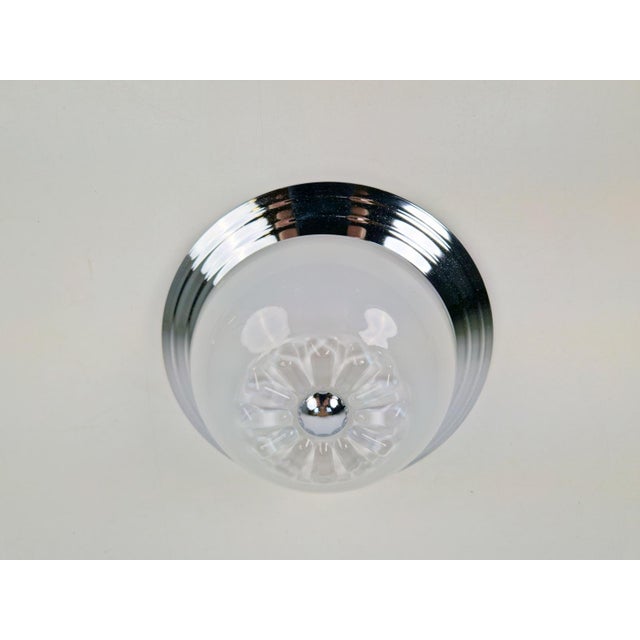 Art Deco Chrome Art Glass Ceiling Lamp, Italy, 1960 For Sale - Image 6 of 7