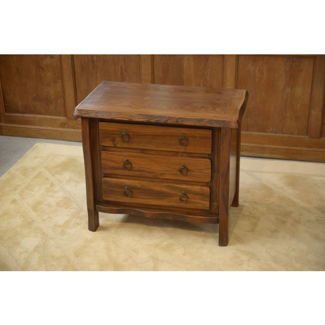 Brutalist Chest of 3 Drawers in Elm, 1960s For Sale - Image 10 of 11