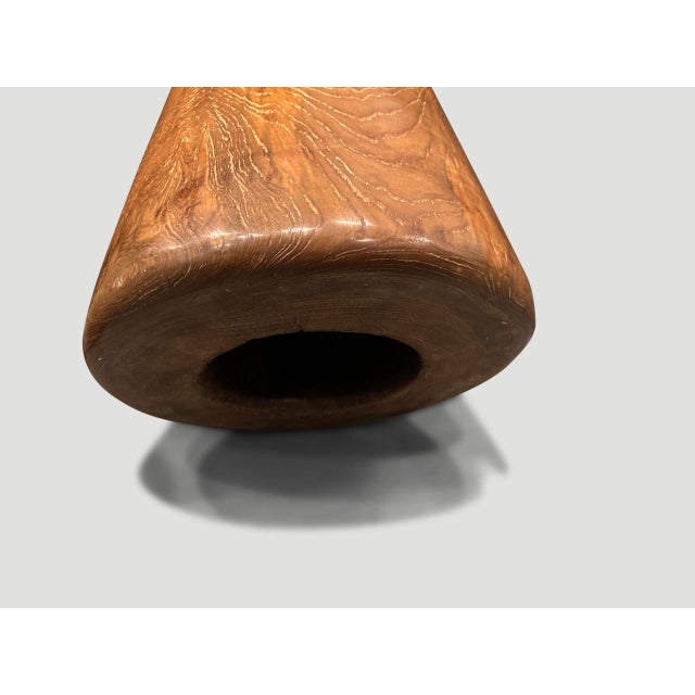 Wood Andrianna Shamaris Century Old Teak Wood Side Table or Stool For Sale - Image 7 of 18