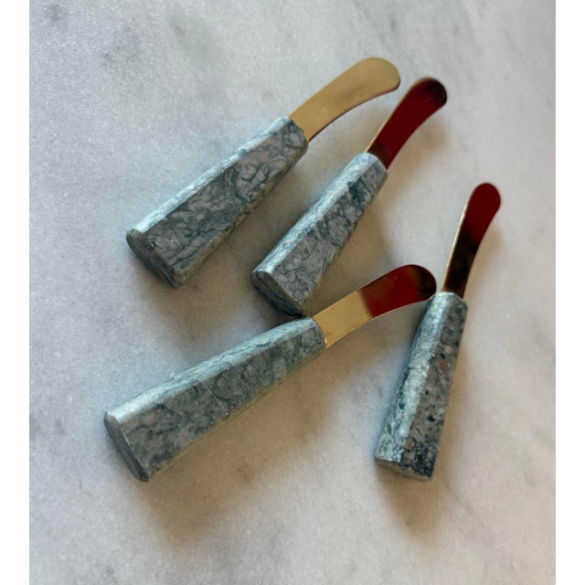 Vintage Marble Stone Serving Spreader Knives For Sale In Austin - Image 6 of 7