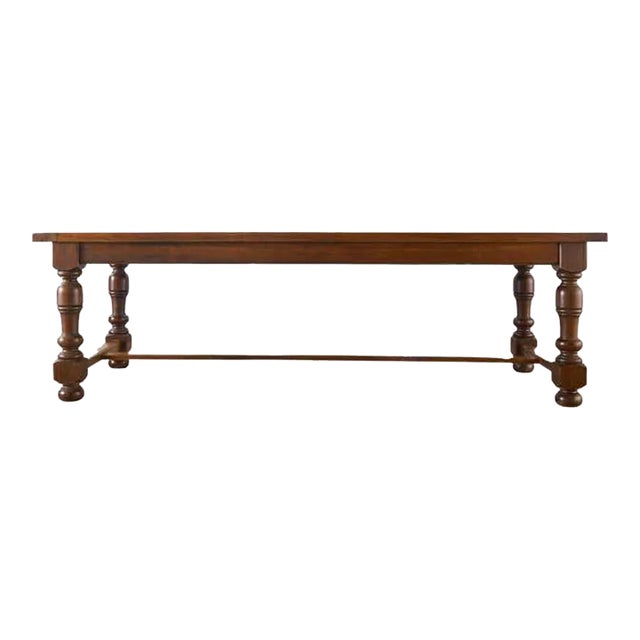 Country English Provincial Oak Farmhouse Trestle Dining Table For Sale
