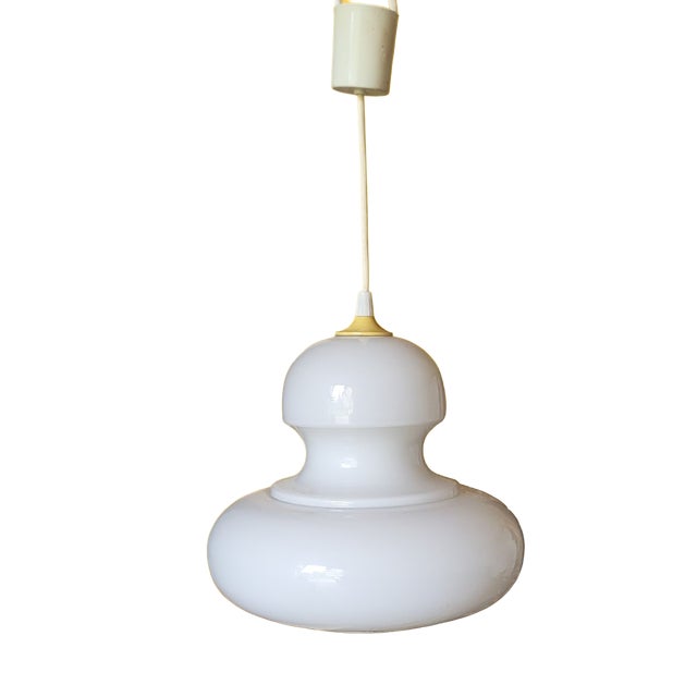 Opaline Glass Pendant Light, 1970s For Sale