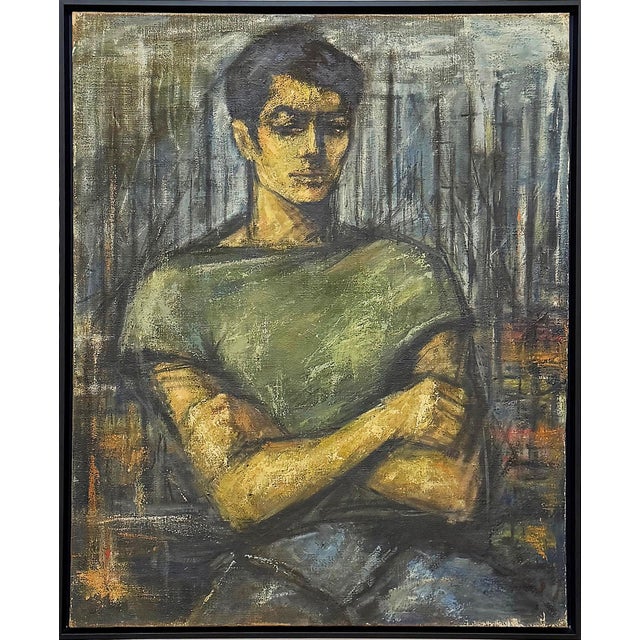 Large Luis Alvarez Mid-Century Portrait Oil Painting, Newly Framed For Sale In Miami - Image 6 of 8