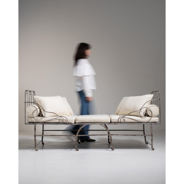 Early 20th Century French Wrought Iron Daybed With Cushions For Sale - Image 16 of 18