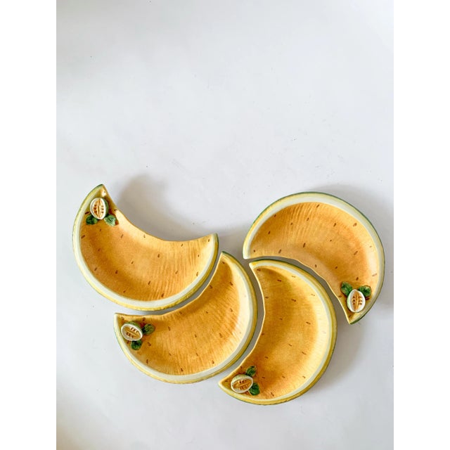 Vintage Italian Ceramic Melon Luncheon Plates, Hand Painted, Set of 4 For Sale - Image 12 of 13