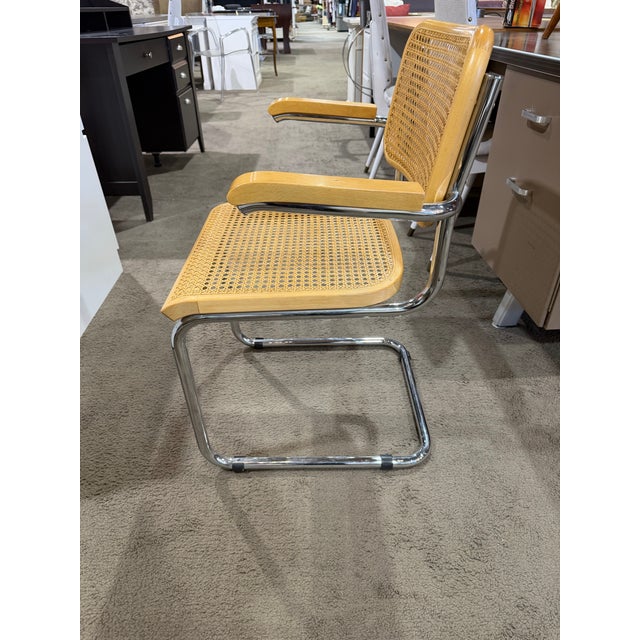 Knoll Attributed to Knoll X Marcel Breuer Natural Beachwood "Cesca" Armchair For Sale - Image 4 of 4