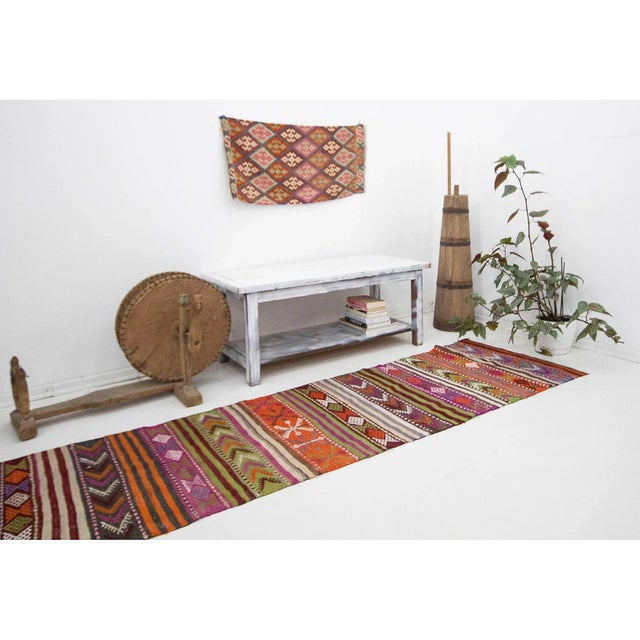 Vintage Colorful Turkish Kilim Runner For Sale In Los Angeles - Image 6 of 7
