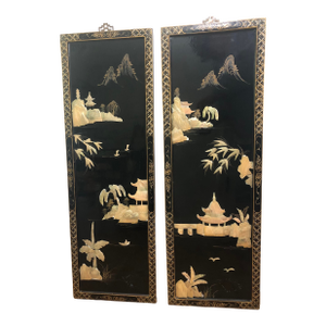Vintage Chinoiserie Mother of Pearl Wall Panels- a Pair