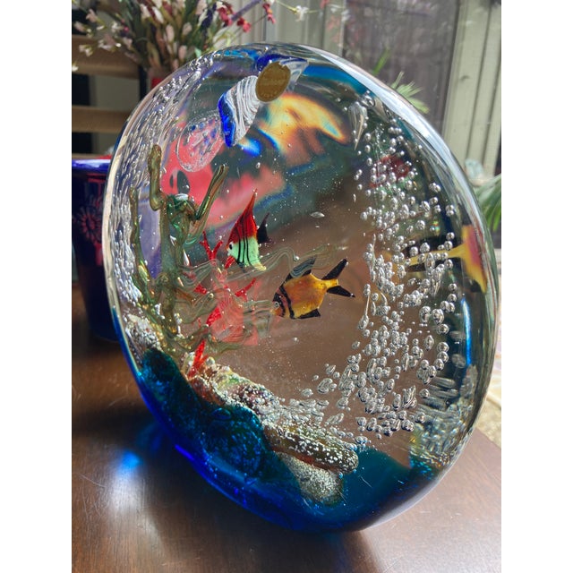 Contemporary Large 1970s Murano Art Glass Fish Aquarium With Jellyfish Sculpture For Sale - Image 3 of 13