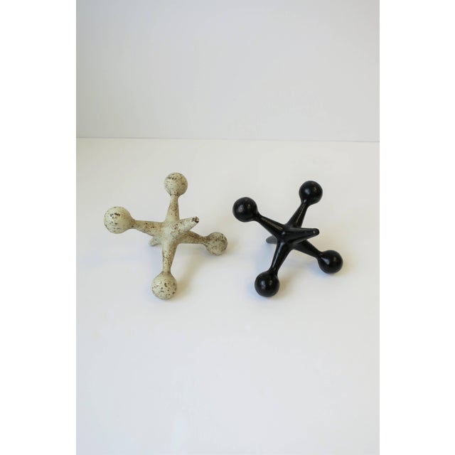 Pair Black and White Iron Metal Jacks Bookends or Decorative Objects