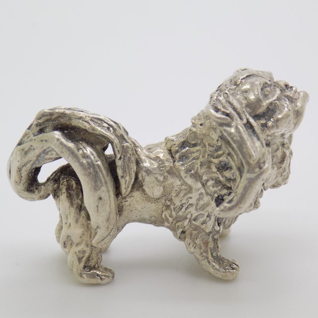 1950s Vintage Italian Handmade Genuine Silver 1950s Pekingese Dog Figurine Miniature For Sale - Image 5 of 11