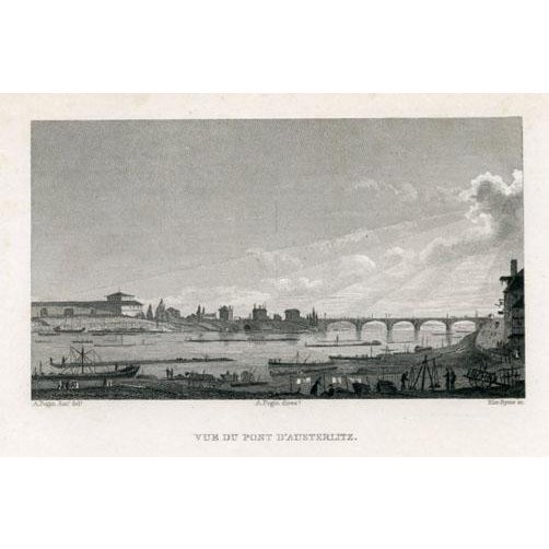 Set of 4 original steel engravings depicting scenes of Paris and surrounding areas. These highly detailed antique prints...