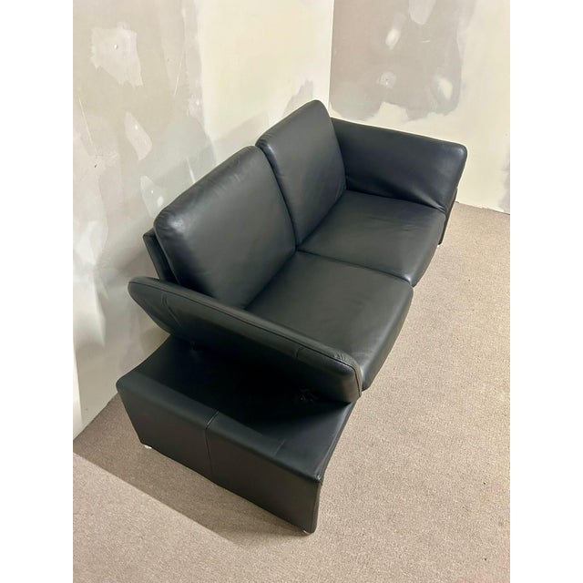 Black Leather 2-Seater Sofa with Adjustable Armrests from Leu Swiss, 2000s For Sale - Image 10 of 14