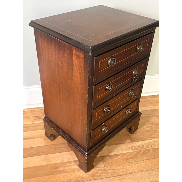 Art Deco Art Deco Style Inlaid Wood 4-Drawer Small Chest / Nightstand For Sale - Image 3 of 6