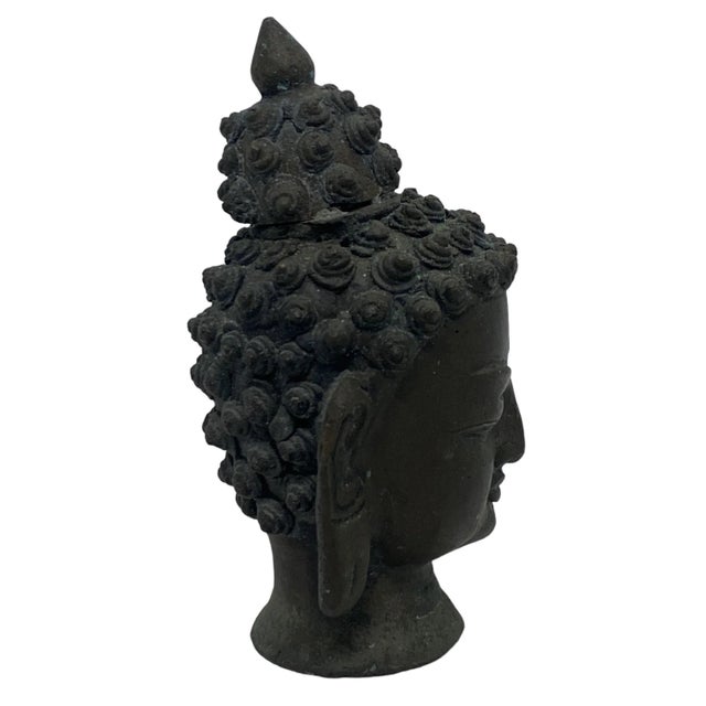 Early 20th Century Early 20th Century Thai Patinated Bronze Buddha Head Sculpture For Sale - Image 5 of 12