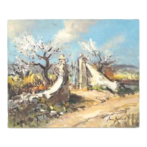 20th Century French Impressionist Oil on Canvas Provence Olive Trees Landscape
