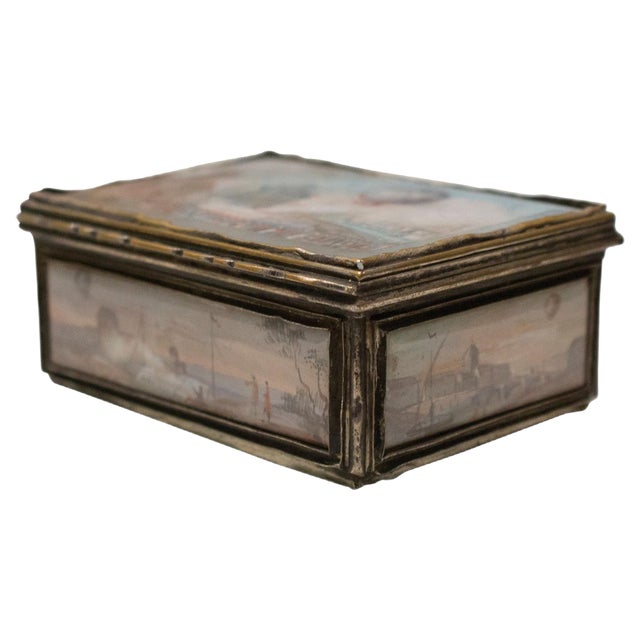 Small Antique Box with Decorative Scenes of the Reveillon Aerostat For Sale
