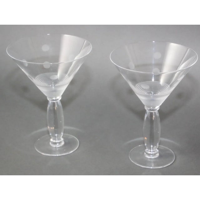 Royal Doulton Martini Crystal Etched Glasses Set of 2 Vintage Cocktail Barware For Sale - Image 11 of 12