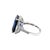 Modern 14k White Gold Emerald-Cut Blue Sapphire & Diamond Ring, Size 6 For Sale - Image 3 of 6