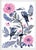 "Indigo Kookaburras & Magenta Peonies" by Sally Browne For Sale