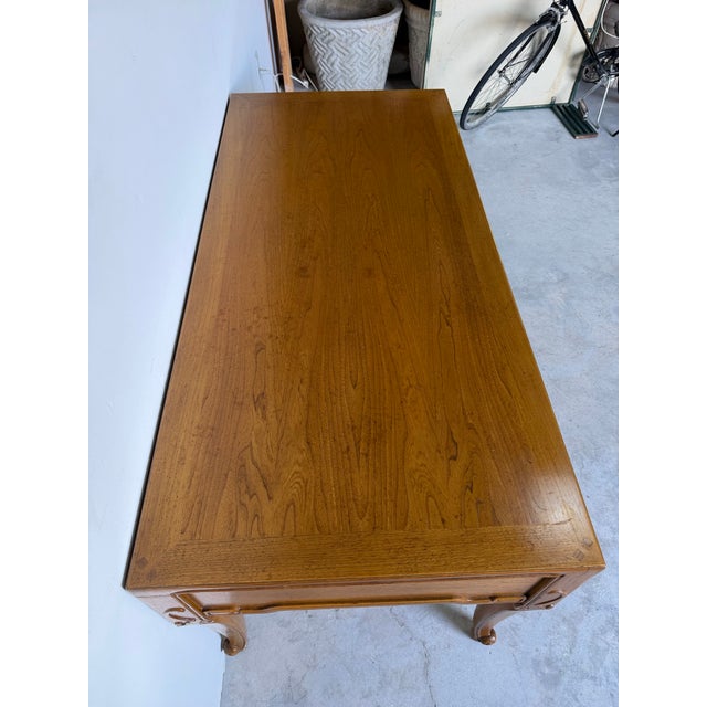 Vintage Baker Furniture French Louis XV Style Walnut Writing Desk For Sale - Image 9 of 12