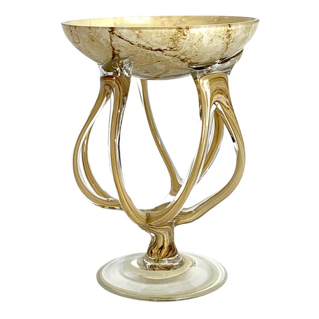 Mid-Century Modern Vintage Josefina Blown Art Glass Octopus Pedestal Dish For Sale - Image 3 of 10