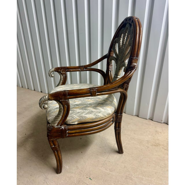 Vintage Palm Beach Regency Dorothy Draper Style Faux Bamboo Accent Chair For Sale In Mobile - Image 6 of 9