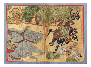 Vintage Mughal Royal Hunt Tapestry, 1980s