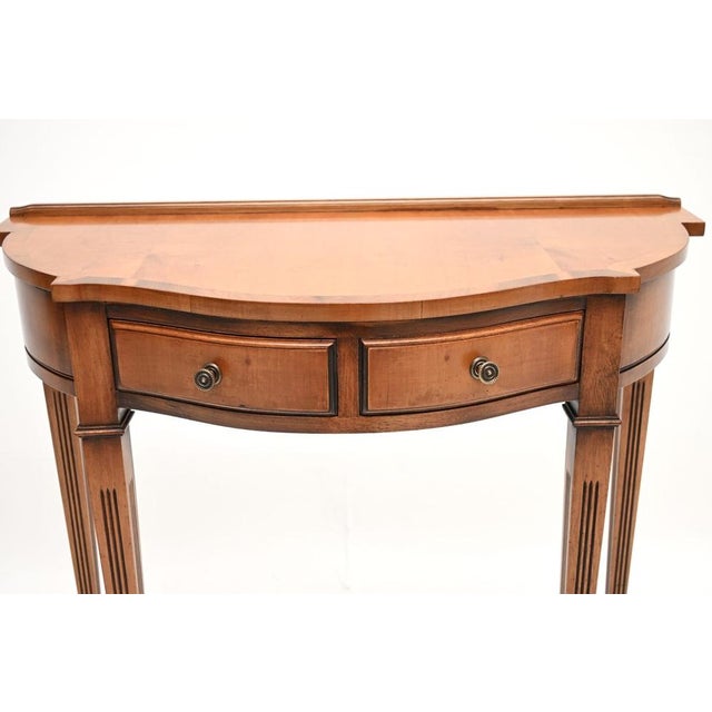 Wood Antique Georgian Style Yew Wood Console Table, 1950 For Sale - Image 7 of 9