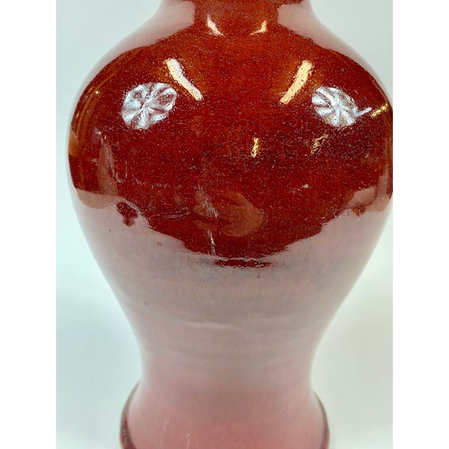 Chinese Mid 18th Century Century Chinese Sang De Boeuf Ox Blood Red Flambe Glazed Vase For Sale - Image 3 of 6