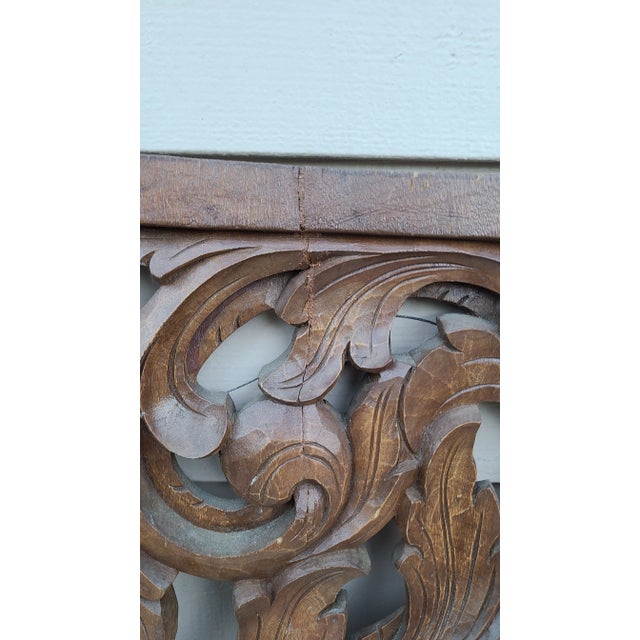 Vintage 1990s Carved Wood Botanical Italian Rococo Motif Wall Accent For Sale In Seattle - Image 6 of 7