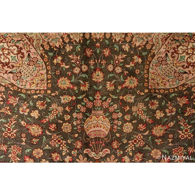 Persian Nazmiyal Collection Floral Silk Vintage Persian Qum Rug For Sale - Image 3 of 8