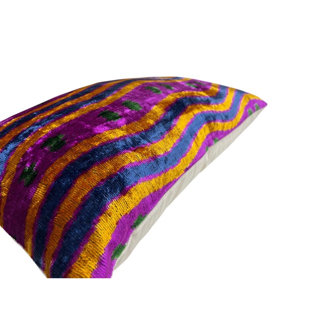 Handmade Velvet Silk IKAT cushion cover with dot and wave design and purple blue color. It can be a perfect gift for new...
