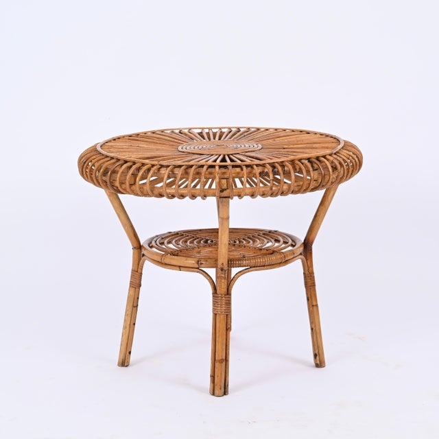 Mid-Century Italian Round Coffee Table in Rattan and Bamboo, Italy, 1960s For Sale - Image 6 of 16