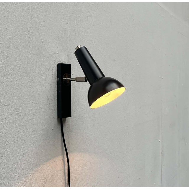1960s Mid-Century Modern German Black Minimalist Wall Lamp from Hustadt, 1960s For Sale - Image 5 of 18